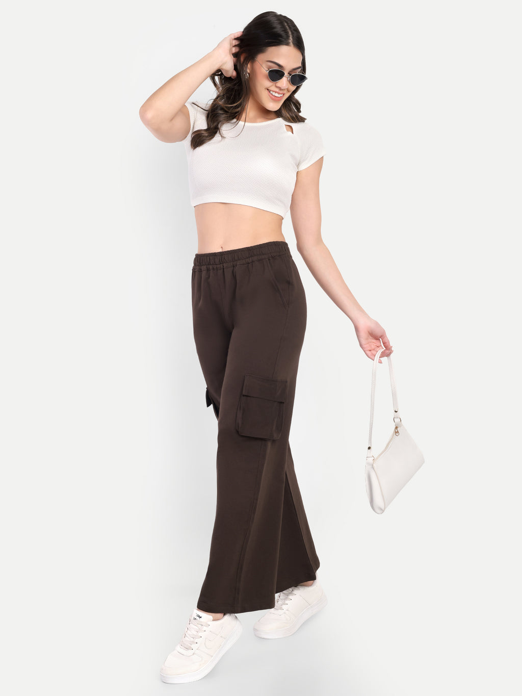 Women Solid Track Pants- Coffee Brown