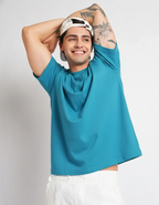 Mens Solid Oversized T-shirt- Teal