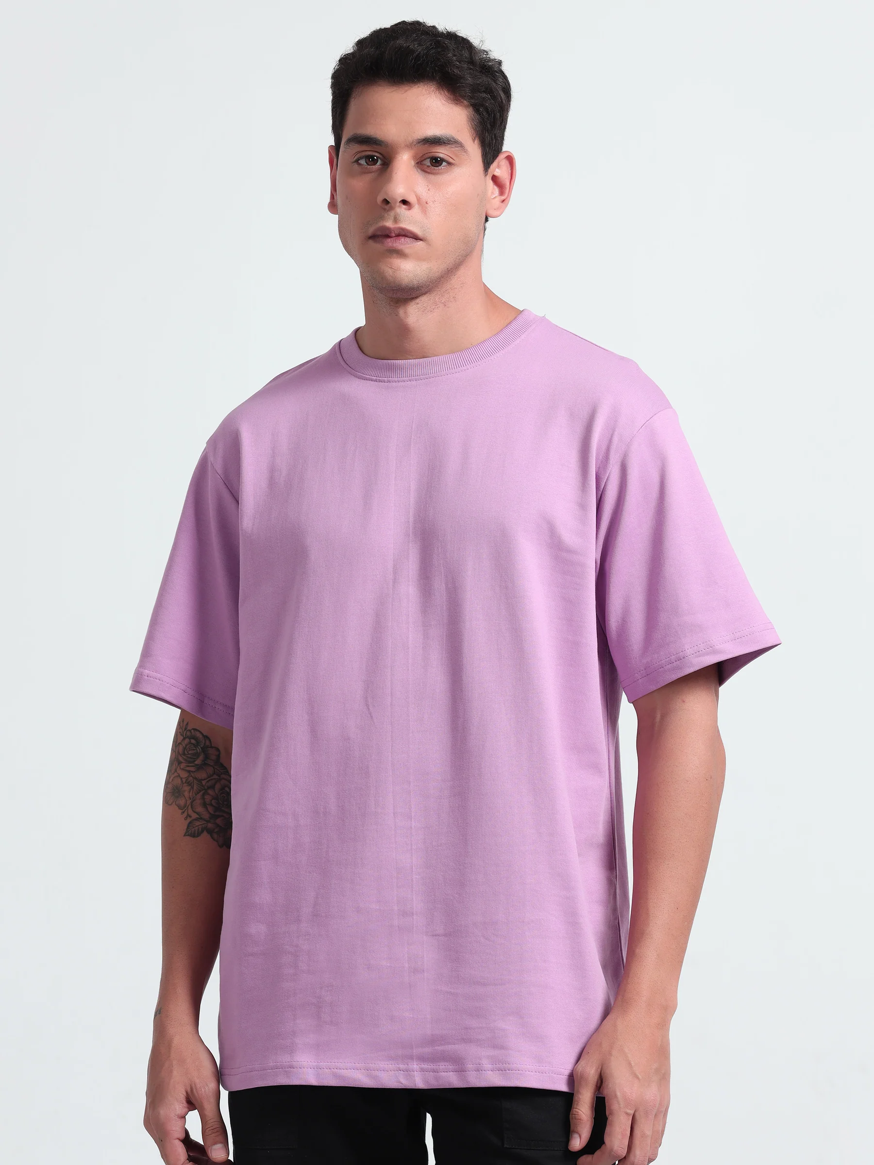 Mens Solid Oversized T-shirt- Lavender
