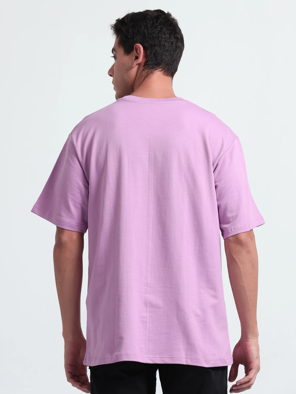 Mens Solid Oversized T-shirt- Lavender