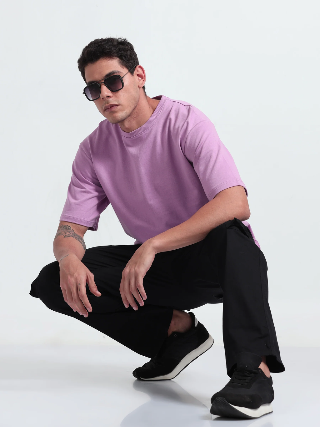 Mens Solid Oversized T-shirt- Lavender