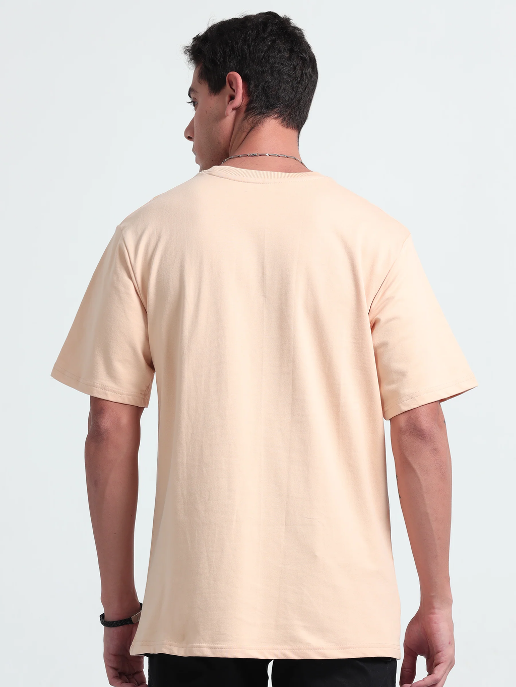 Mens Solid Oversized T-shirt- Beige