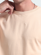 Mens Solid Oversized T-shirt- Beige
