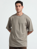 Mens Solid Oversized T-shirt- Camel brown