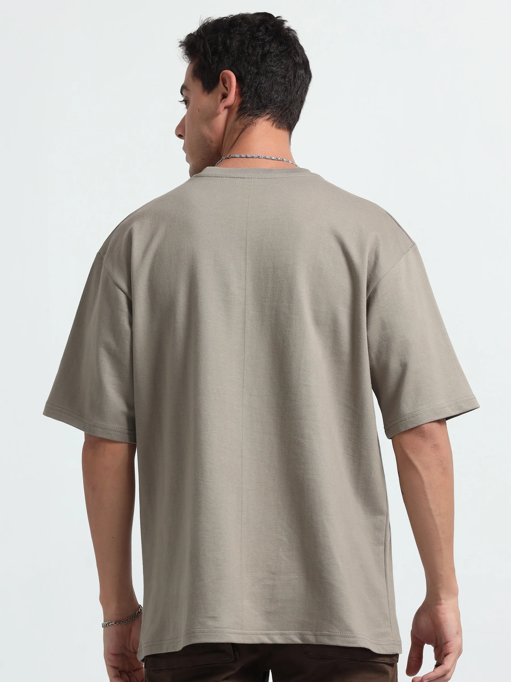 Mens Solid Oversized T-shirt- Camel brown