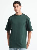 Mens Solid Oversized T-shirt- Bottlegreen