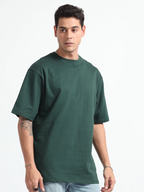 Mens Solid Oversized T-shirt- Bottlegreen