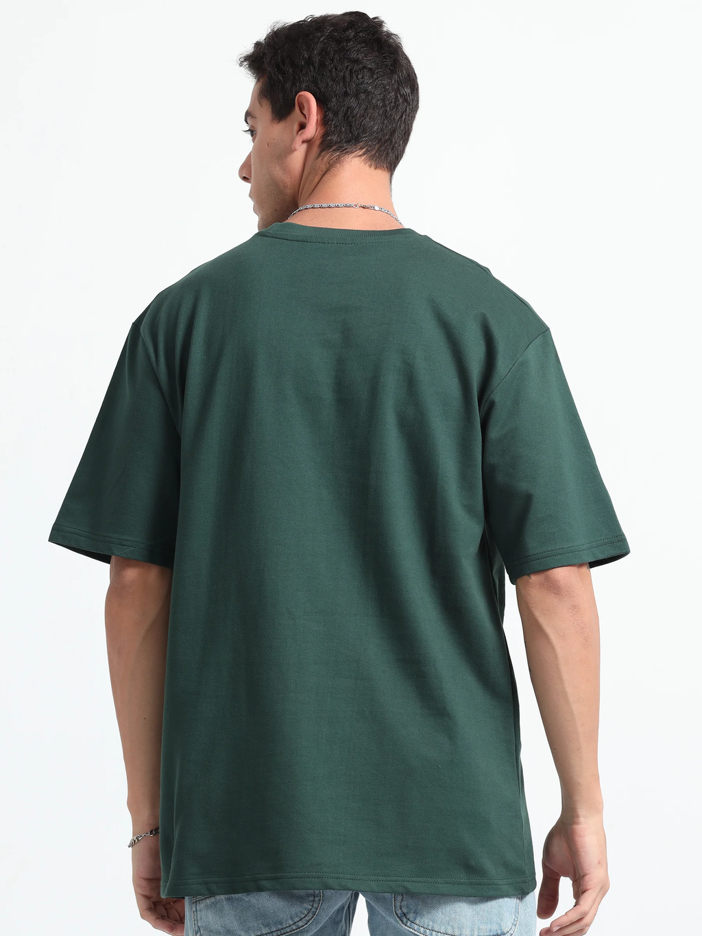Mens Solid Oversized T-shirt- Bottlegreen
