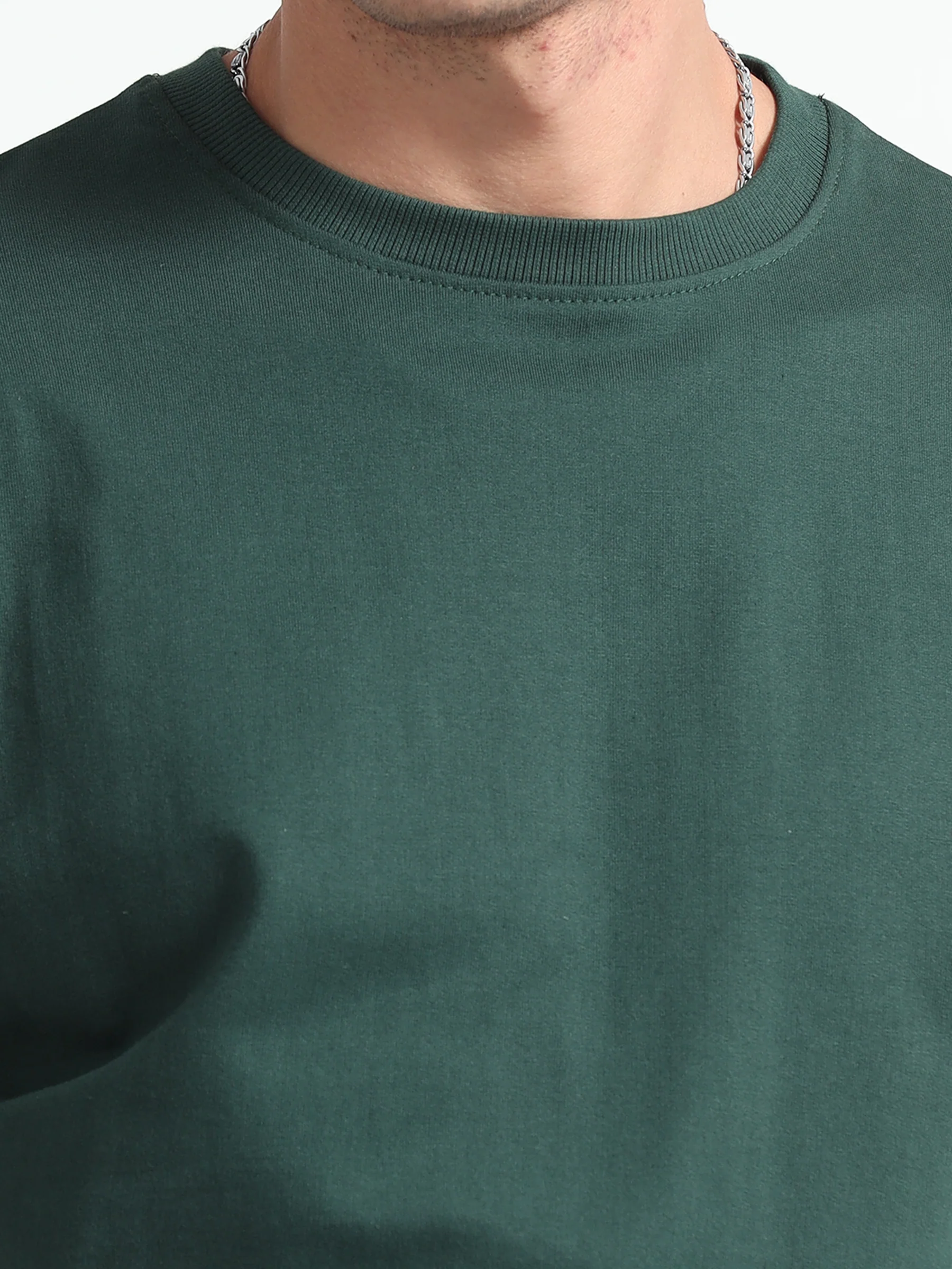 Mens Solid Oversized T-shirt- Bottlegreen