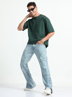 Mens Solid Oversized T-shirt- Bottlegreen