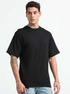 Mens Solid Oversized T-shirt- Black