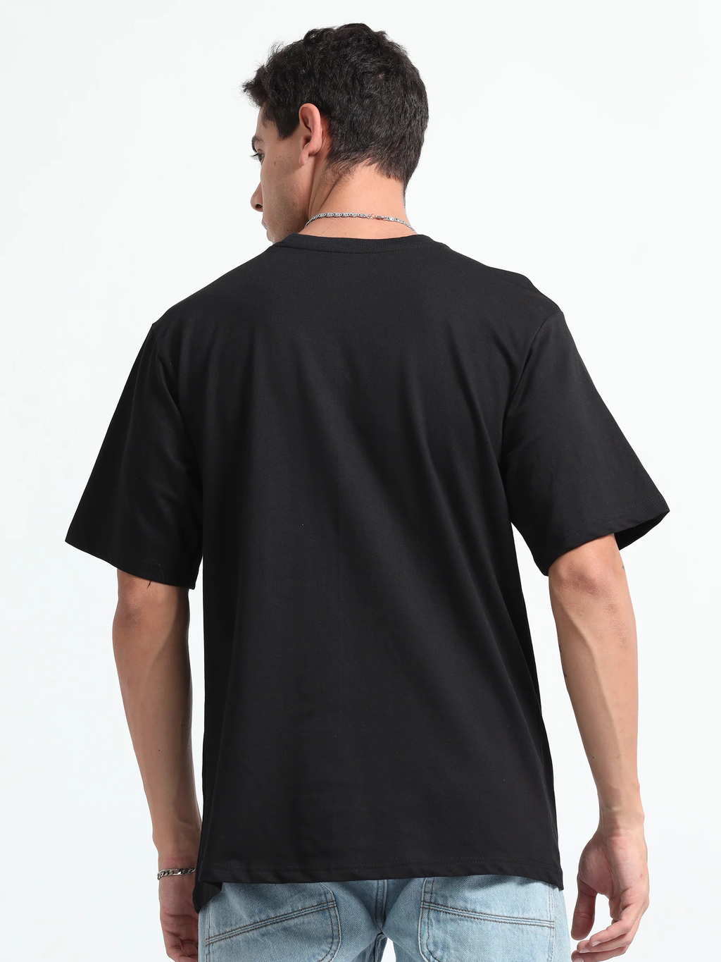Mens Solid Oversized T-shirt- Black