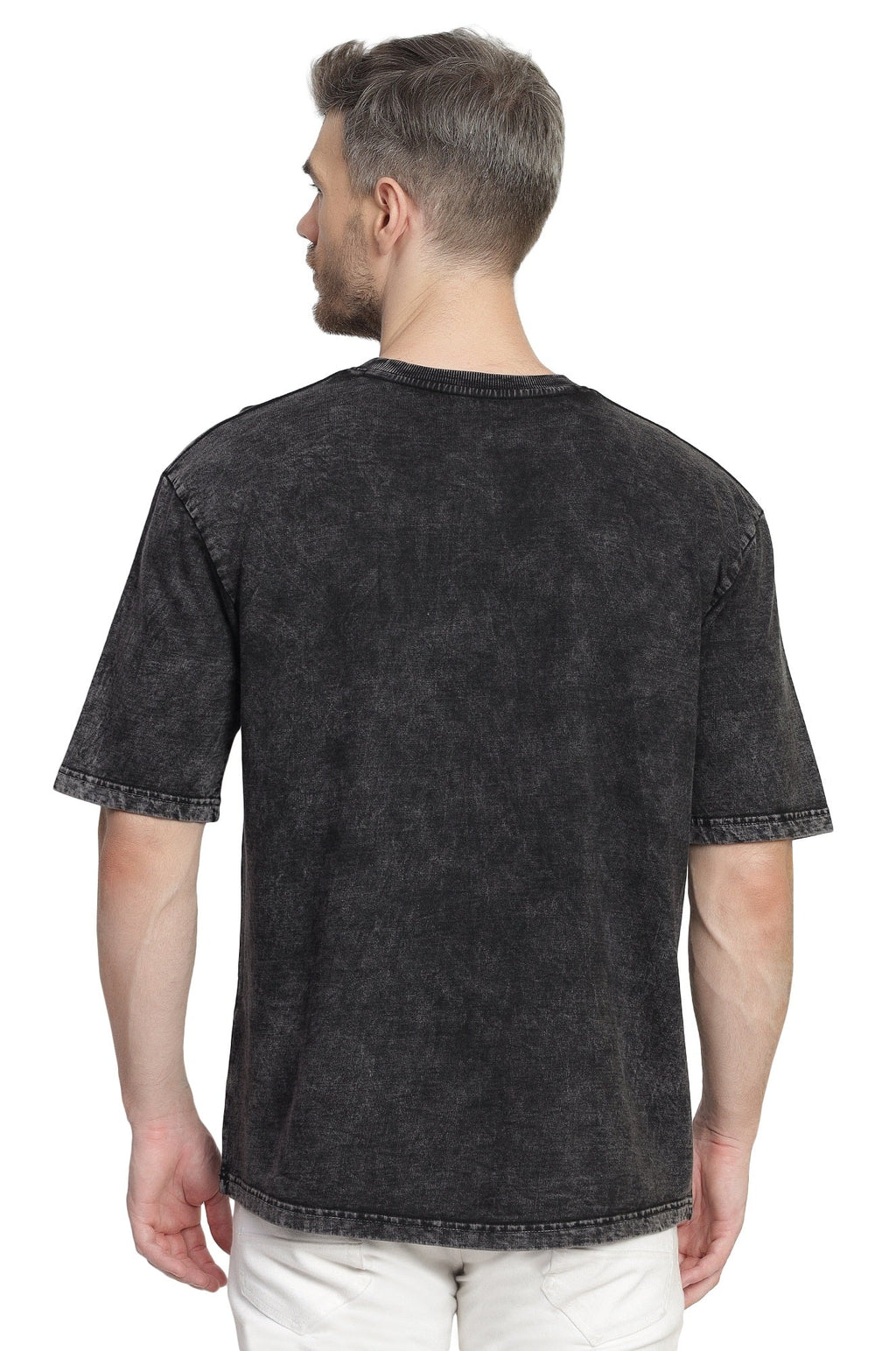 Mens Solid Oversized T-shirt- Charcoal