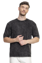 Mens Solid Oversized T-shirt- Charcoal