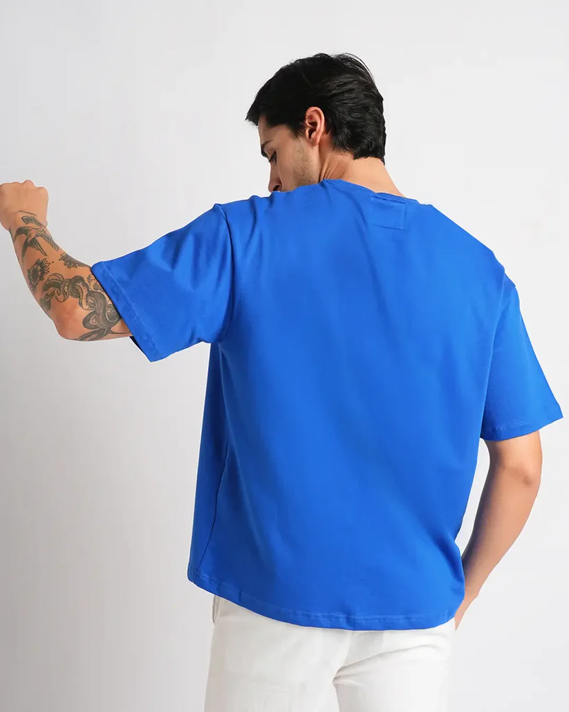 Mens Solid Oversized T-shirt- Royal blue